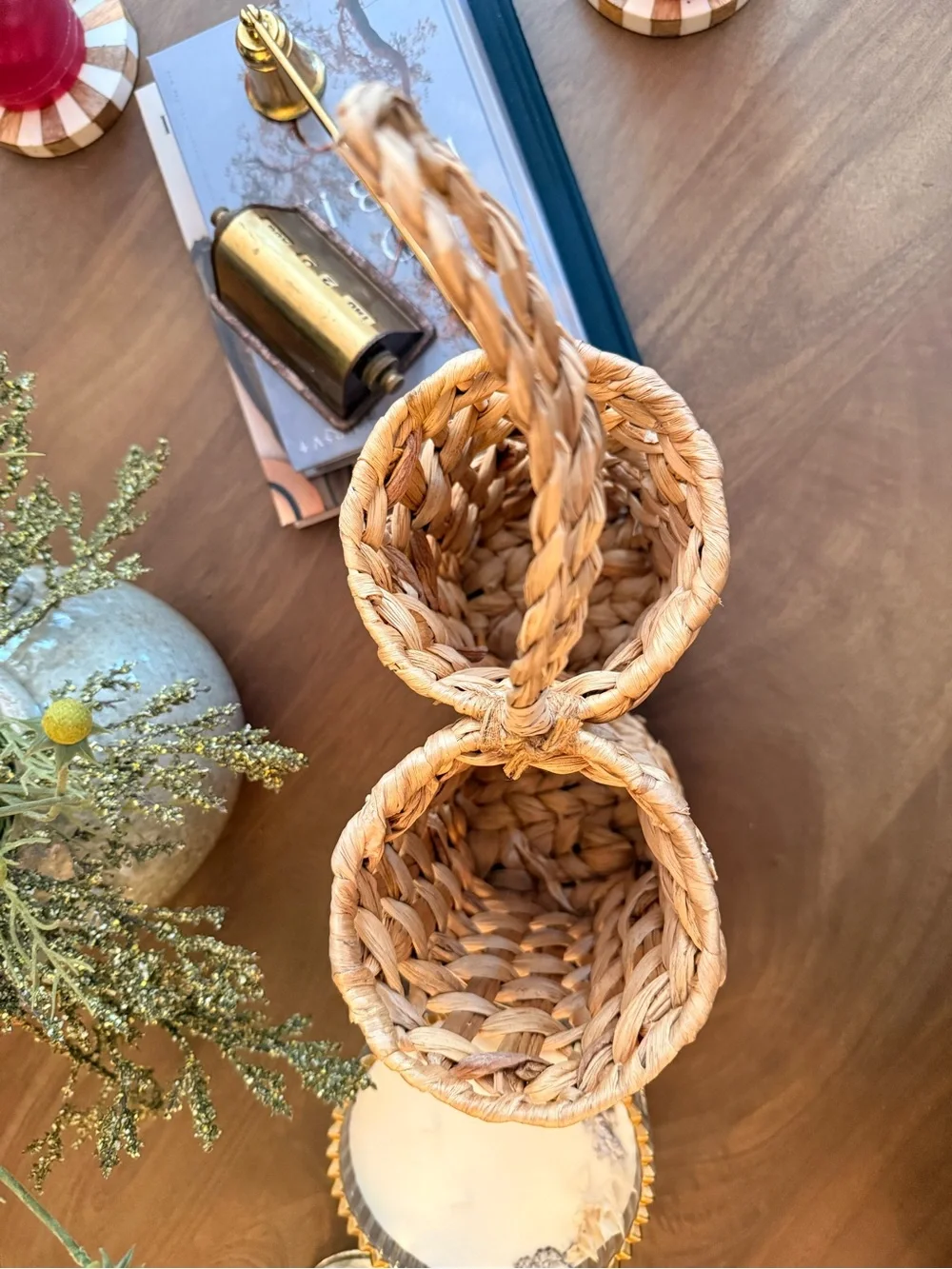 Woven Double Wine Holder Basket